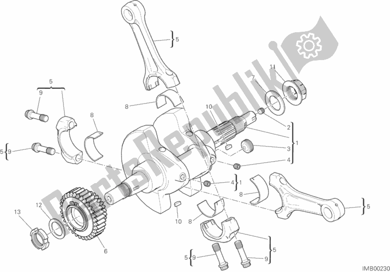 All parts for the Connecting Rods of the Ducati Monster 821 Stripes USA 2017